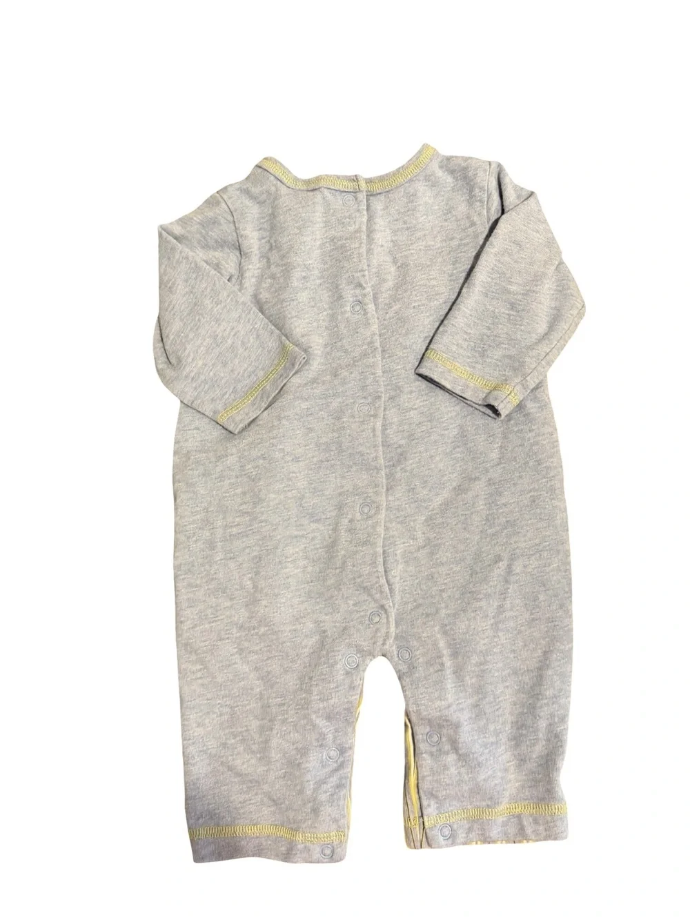 Bintage little me Baby Boy Grey & Yellow Striped Romper with Cars